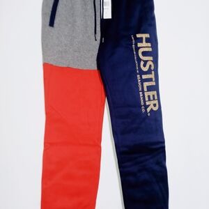 Reason brand Hustler Mens Colorblock Joggers - Red, Gray, and Blue